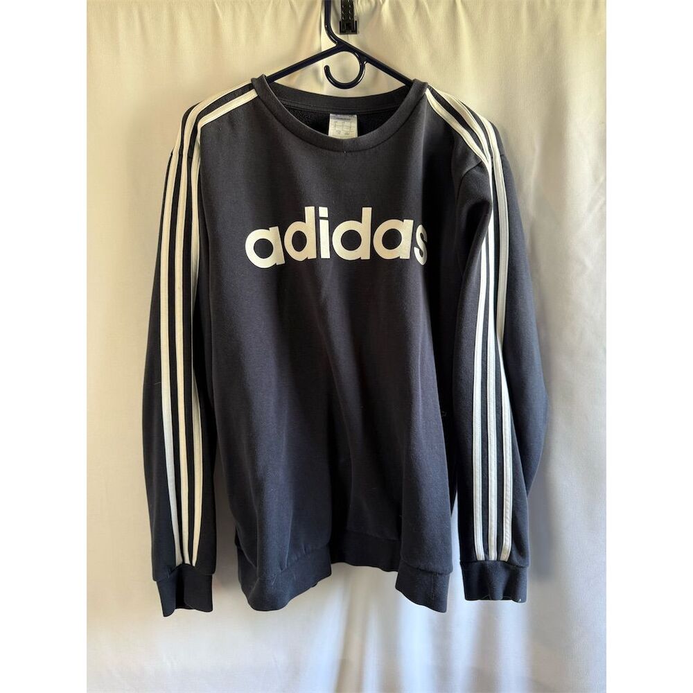 Adidas Unisex Crewneck Sweatshirt Blue Long Sleeve Size L Casual